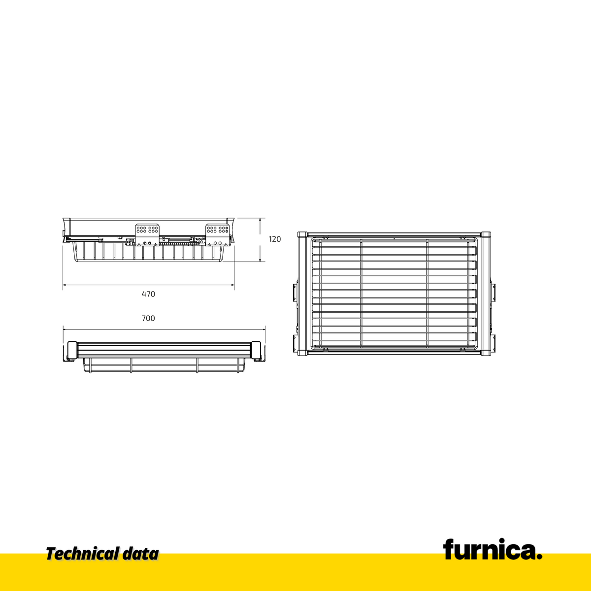 Panier de rangement coulissant pour caisson de 70 cm Soft-Close - Chrome (3) – Furnica