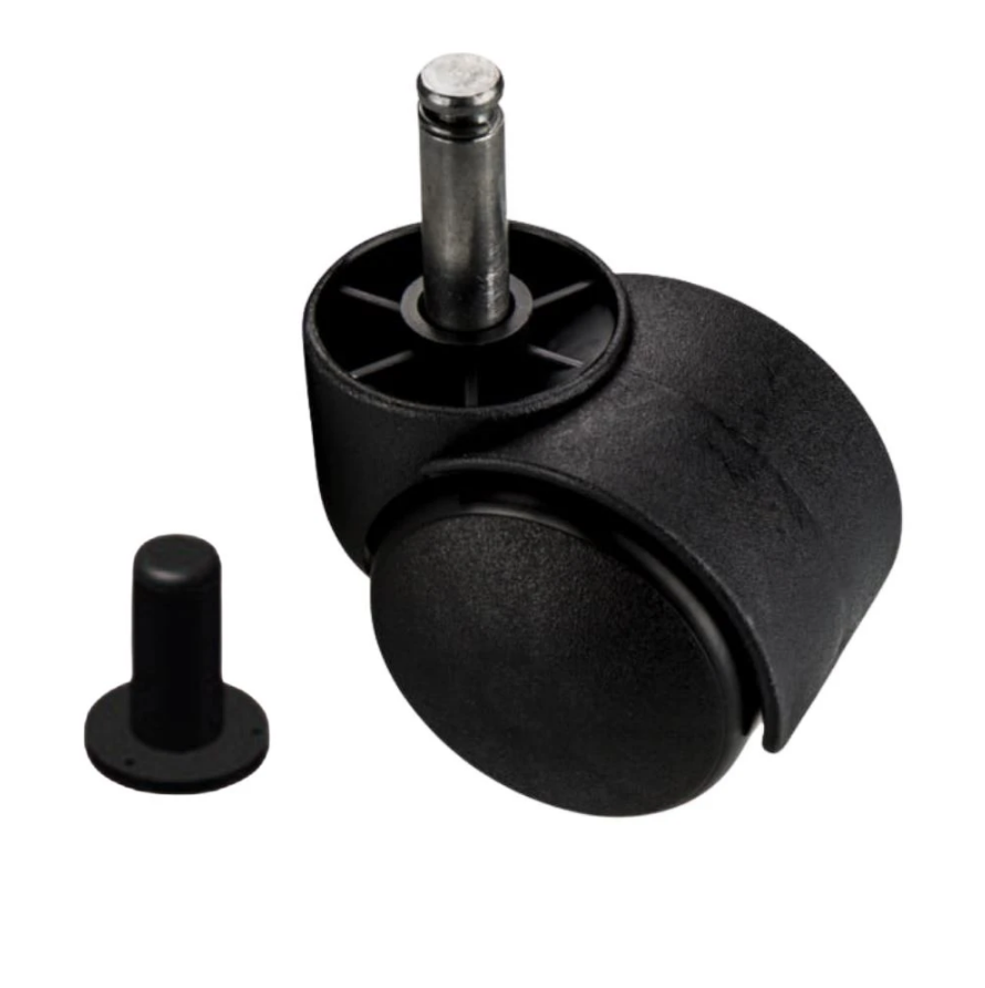 Roulette pivotante pour meuble en plastique avec tige 8 mm et douille - Ø 40 mm