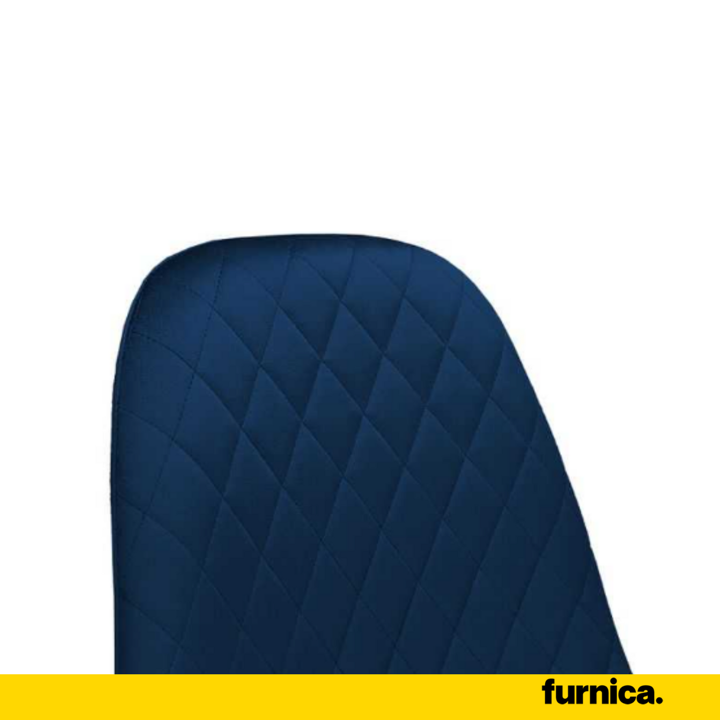 GIUSSEPPE - Chaise de Salle à Manger / Bureau en Velours Matelassé avec Pieds en Bois - Bleu Marine