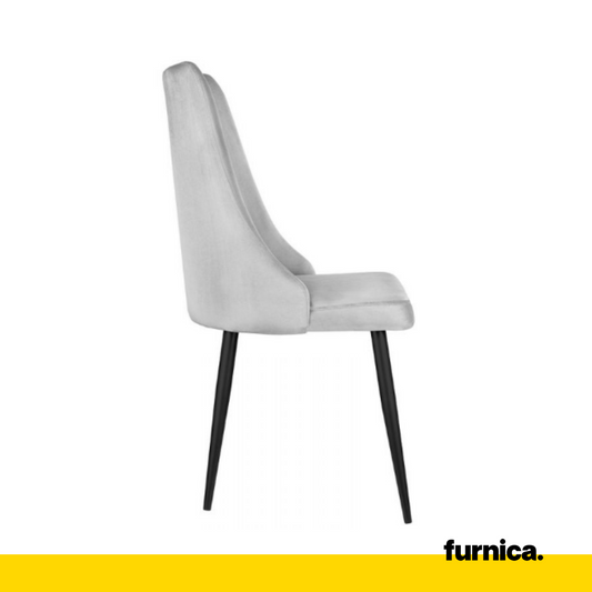 FRANCESCO - Chaise de Salle à Manger / Bureau en Velours Durable avec Pieds en Métal Noir - Gris