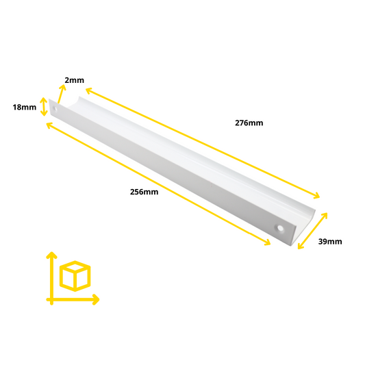 Poignée profilée Edge 256mm (Longueurs totales 276mm) - Blanc