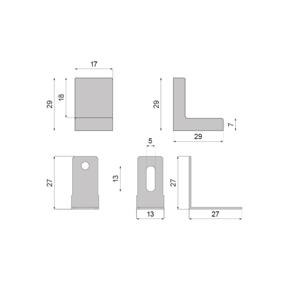 Angle de meuble en métal avec couvercle en plastique - Gris