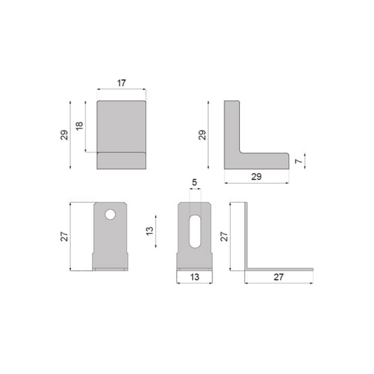 Angle de meuble en métal avec couvercle en plastique - Gris clair