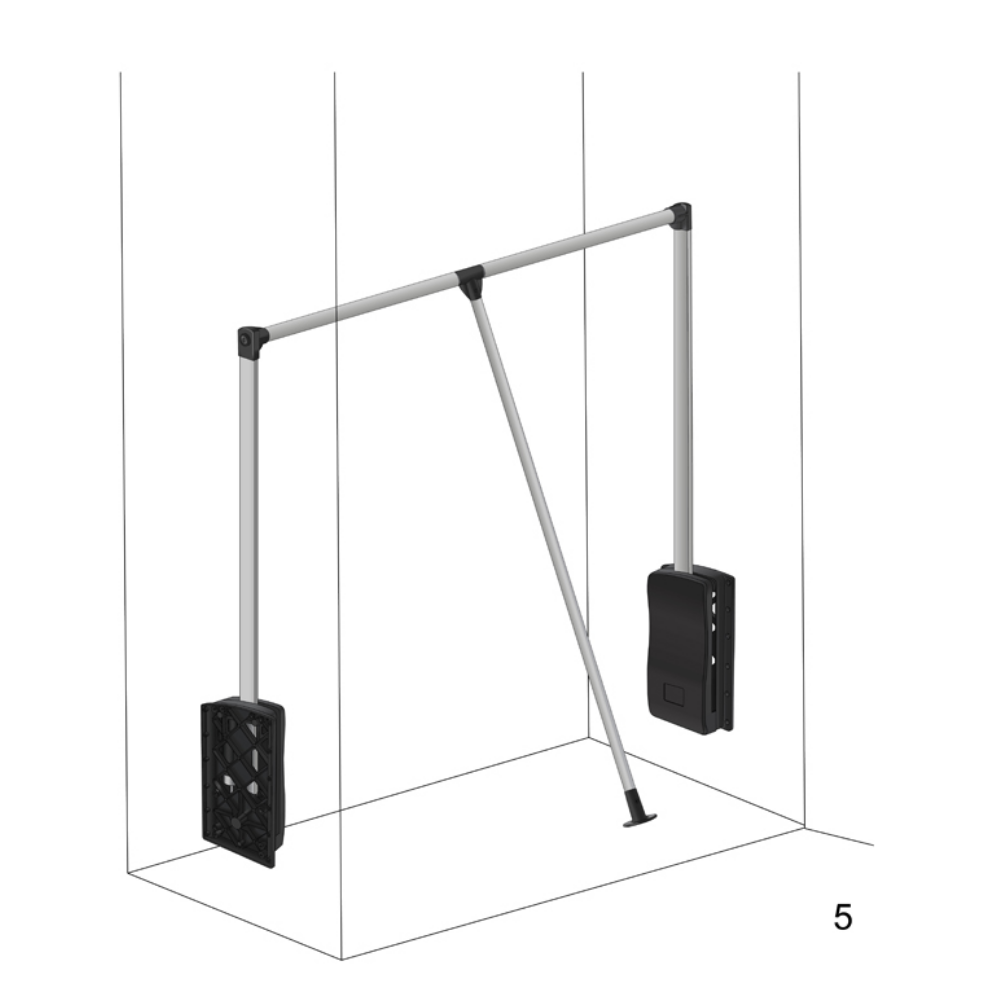 Barre de penderie escamotable - Chrome/Blanc 600-830mm