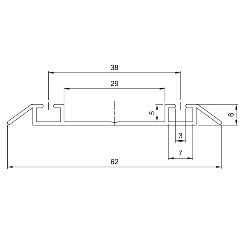 Rail à Double Fond en Aluminium 560cm - Cognac Anodisé