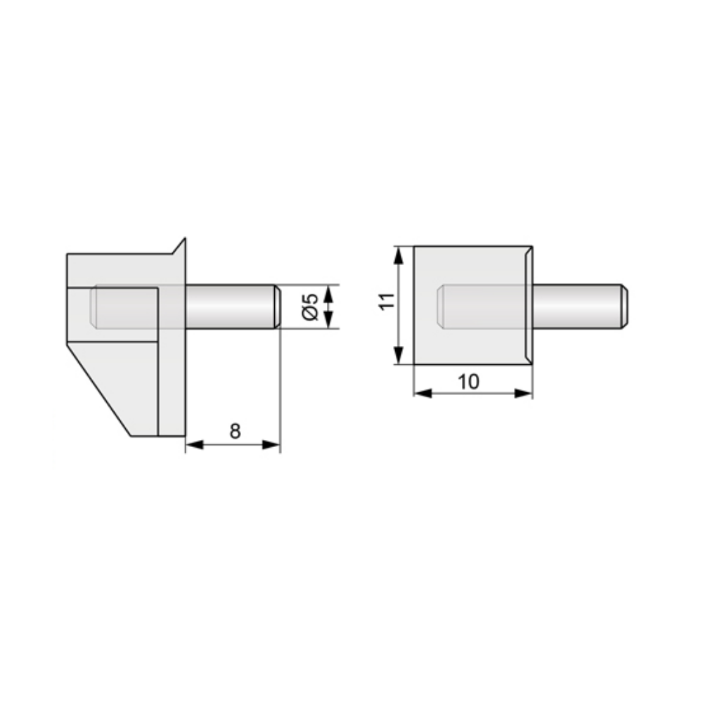 Taquet pour Étagère métal-plastique 5mm - 100 pièces