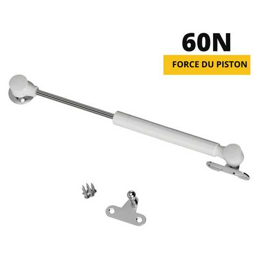 Verin de porte à gaz 250mm - 60N - Blanc