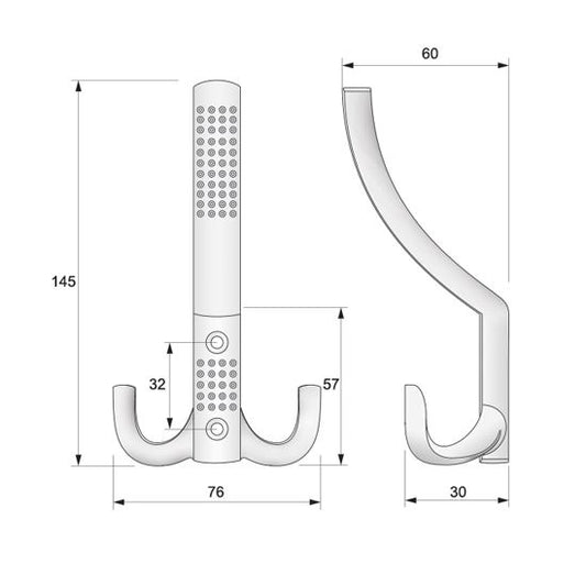 Crochet mural double - Aluminum WP05 NTP