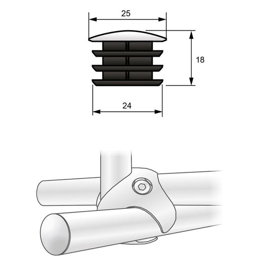 Embout de tuyau de 25 mm, Chrome NTP