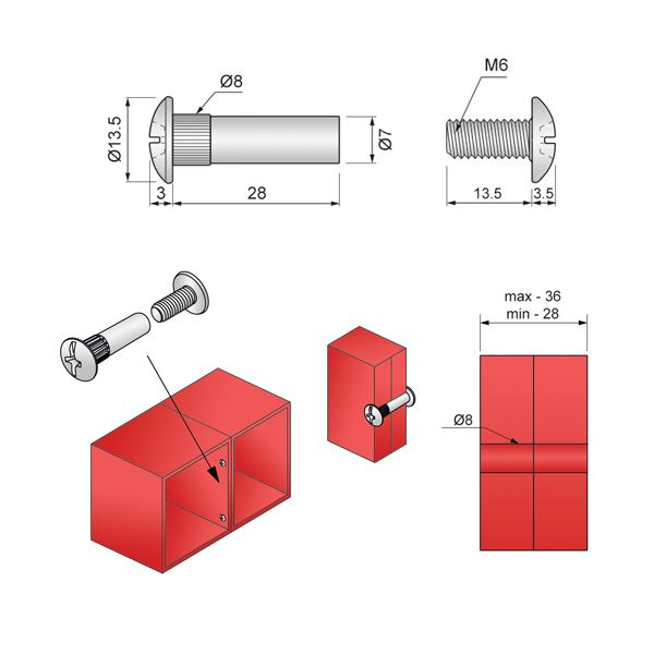 Fixation à vis Ø8 NTP