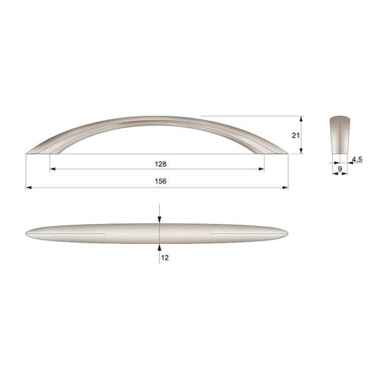 Poignée de meuble 128mm UZ04 - Satin NTP