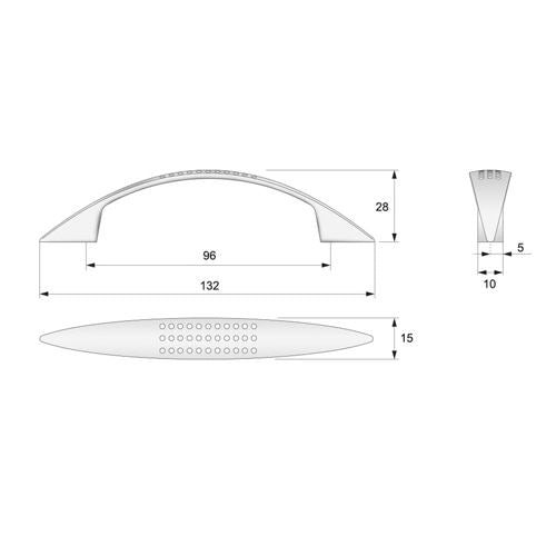 Poignée de meuble 96mm UZ01 - Chrome NTP