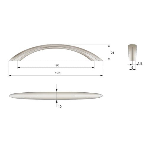 Poignée de meuble 96mm UZ04 - Satin NTP