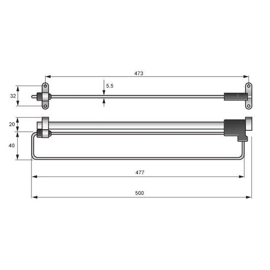 Porte cintres coulissant 500mm - Chrome NTP 500mm