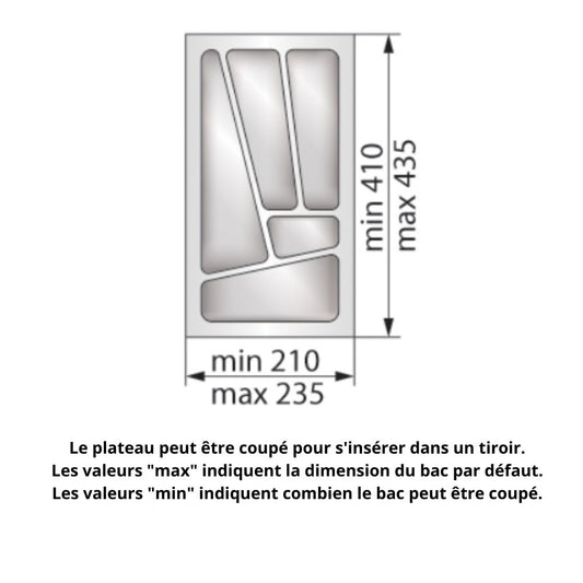 Range-couverts pour tiroir, largeur du meuble: 300 mm, profondeur: 430 mm - Métallique NTP