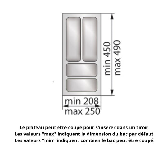 Range-couverts pour tiroir, largeur du meuble: 300 mm, profondeur: 490 mm - Blanc NTP