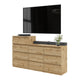 GABRIEL - Commode 10 Tiroirs (6+4) - H92/70 cm L160 cm P33 cm (Chêne Wotan)