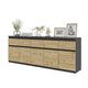 NOAH - Commode 5 Tiroirs et 5 Portes - Armoire de Rangement pour Couloir / Chambre à Coucher - Buffet - Anthracite / Chêne Wotan H75cm L200cm P35cm
