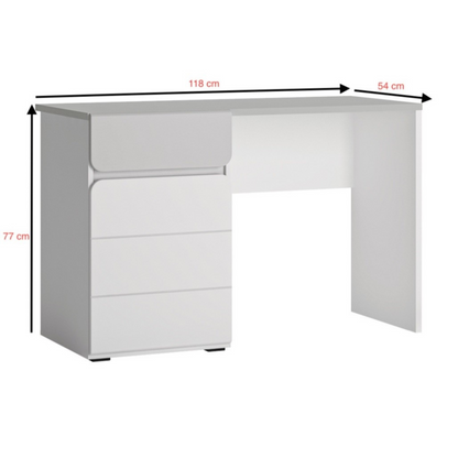 ALBI - Ensemble de Meubles de Chambre pour Jeunes - Blanc Matt / Gris Froid Brillant