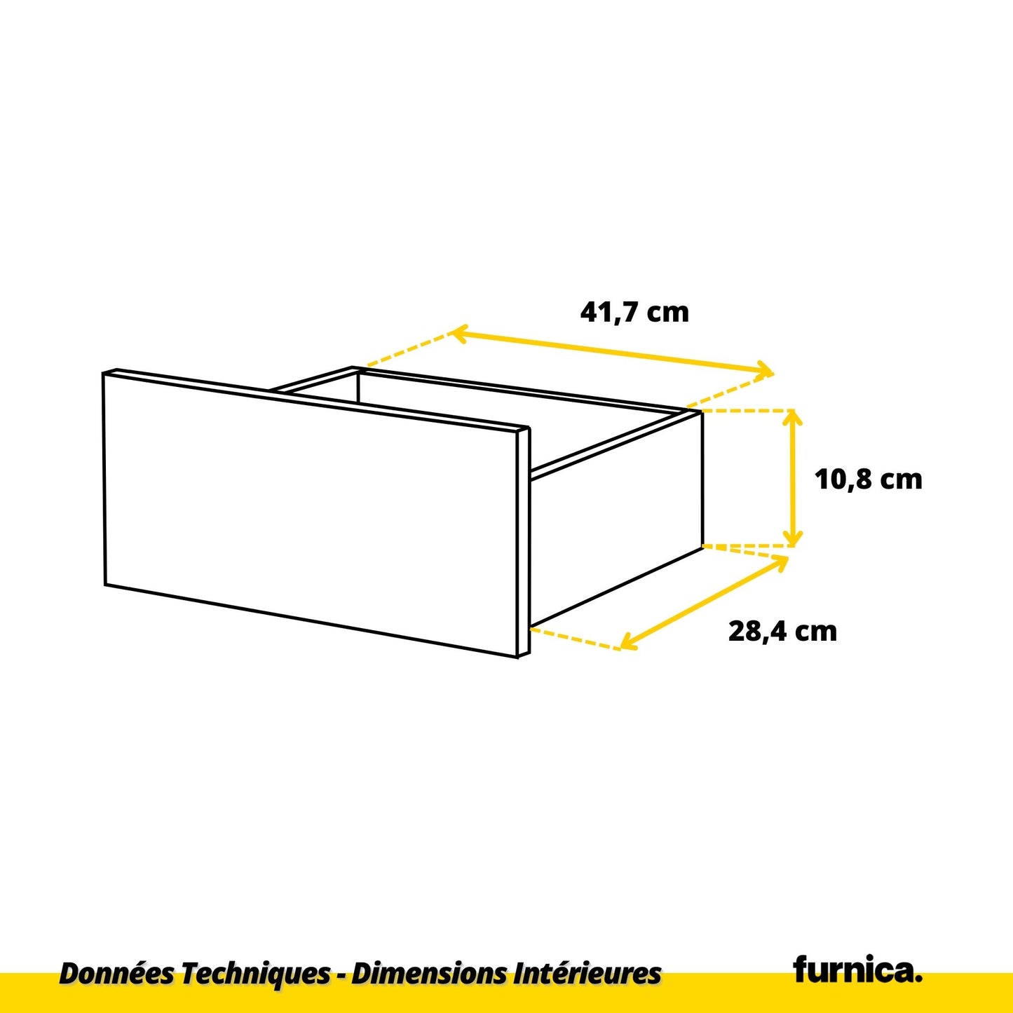GABRIEL - Commode 6 Tiroirs - Buffet de Chevet - H71 cm L100 cm P33 cm (Blanc / Noir Brillant)
