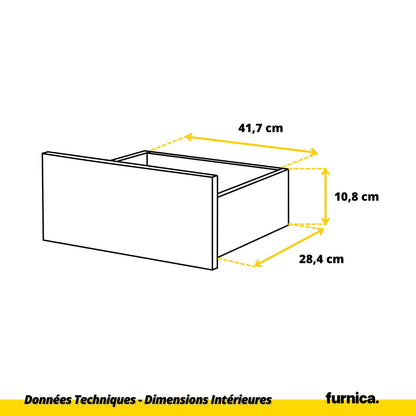 GABRIEL - Commode 6 Tiroirs - Buffet de Chevet - H71 cm L100 cm P33 cm (Blanc / Noir Brillant)