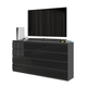 GABRIEL - Commode 12 Tiroirs (8+4) - H92cm L180cm P33cm (Anthracite / Noir Brillant)