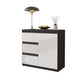 MIKEL - Commode 3 Tiroirs et 1 Porte - Armoire de Rangement pour Couloir/Chambre à Coucher - Buffet - H75cm L80cm P35cm (Anthracite/Blanc Brillant)