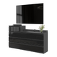 GABRIEL - Commode 10 Tiroirs (6+4) - H92/70 cm L160 cm P33 cm (Anthracite / Noir Brillant)