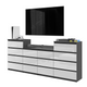 GABRIEL - Commode 14 Tiroirs (4+6+4) - H92cm L220cm P33cm (Anthracite / Blanc Brillant)