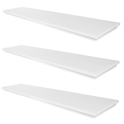 Étagère murale invisible classique - Lot de 3 - Blanc mat - 118cm