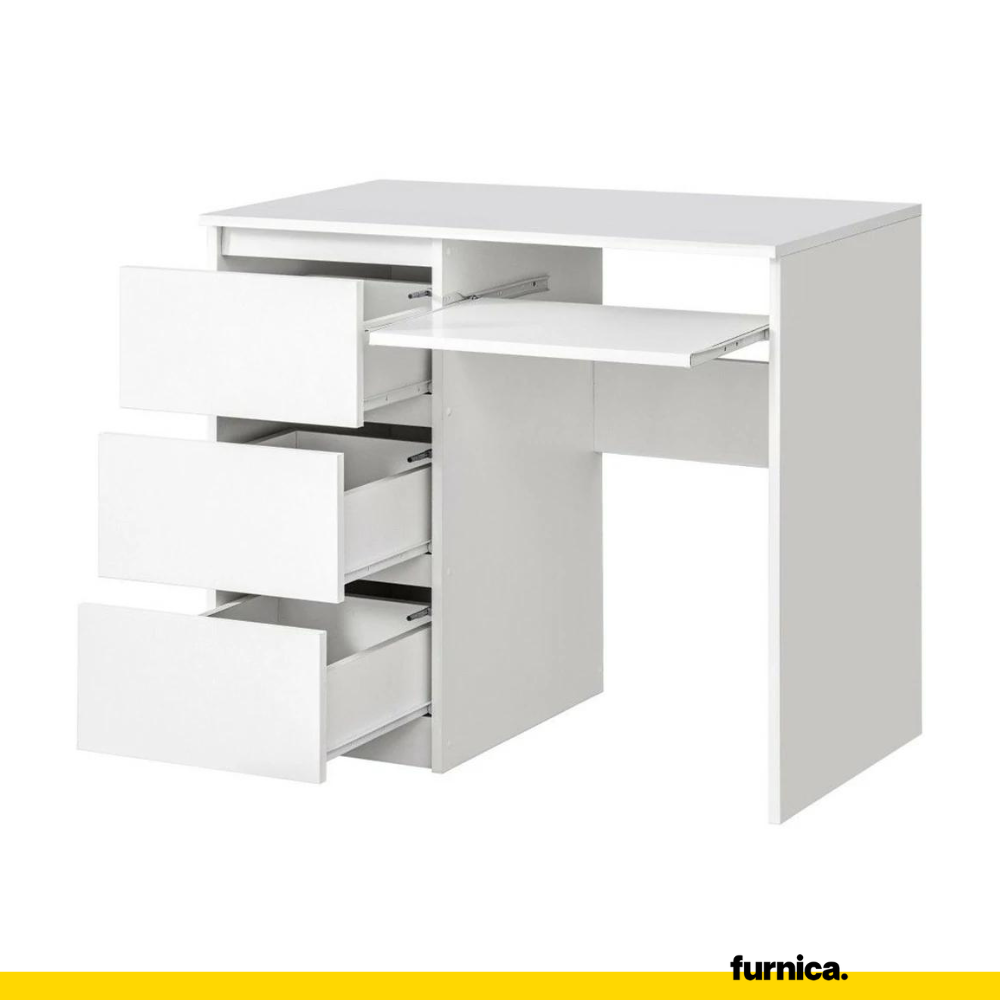 BRUNO - Bureau d'ordinateur - 3 Tiroirs et Plateau pour Clavier - H76cm L90cm P50cm - Gauche (Anthracite)