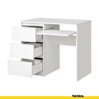 BRUNO - Bureau d'ordinateur - 3 Tiroirs et Plateau pour Clavier - H76cm L90cm P50cm - Gauche (Anthracite)