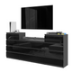 GABRIEL - Commode 14 Tiroirs (4+6+4) - H92cm L220cm P33cm (Anthracite / Noir Brillant)