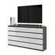 GABRIEL - Commode 12 Tiroirs (8+4) - H92cm L180cm P33cm (Anthracite / Blanc Brillant)