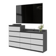 GABRIEL - Commode 10 Tiroirs (6+4) - H92/70 cm L160 cm P33 cm (Anthracite / Blanc Matt)