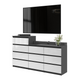 GABRIEL - Commode 10 Tiroirs (6+4) - H92/70 cm L160 cm P33 cm (Anthracite / Blanc Brillant)