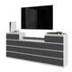 GABRIEL - Commode 14 Tiroirs (4+6+4) - H92cm L220cm P33cm (Blanc Matt / Anthracite)