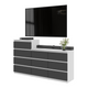 GABRIEL - Commode 10 Tiroirs (6+4) - H92/70 cm L160 cm P33 cm (Blanc Matt / Anthracite)