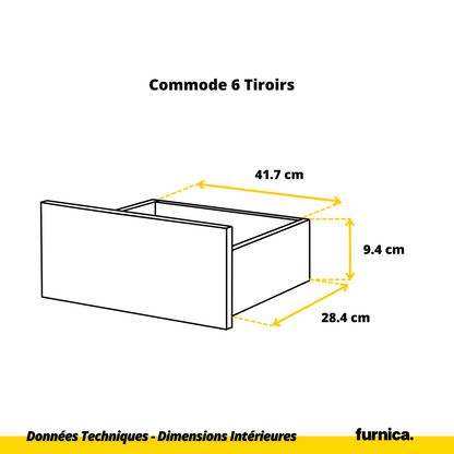 GABRIEL - Commode 14 Tiroirs (4+6+4) - H92cm L220cm P33cm (Blanc / Noir Brillant)