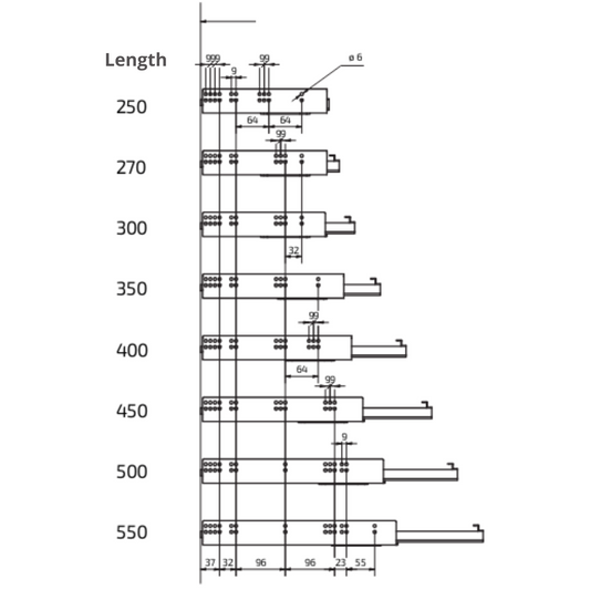 Ensemble de glissières dissimulée à ouverture par poussée (gauche et droite), extension complète 270mm (2) – Furnica