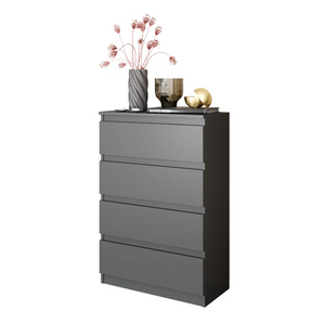 GABRIEL - Commode 4 Tiroirs - Table de Chevet Buffet - H92cm L60cm P33cm (Anthracite)
