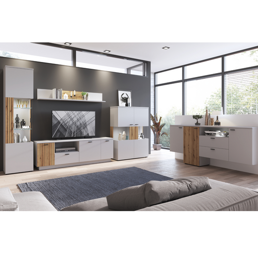 VERO - Ensemble de Meubles de Salon - Gris Cendré / Chêne Coast Evoke