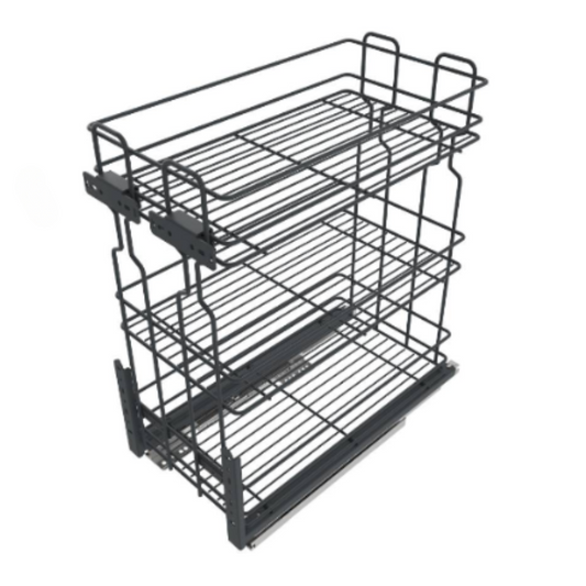 Rangement coulissant de 20 cm à fermeture silencieuse - 3 paniers - Anthracite