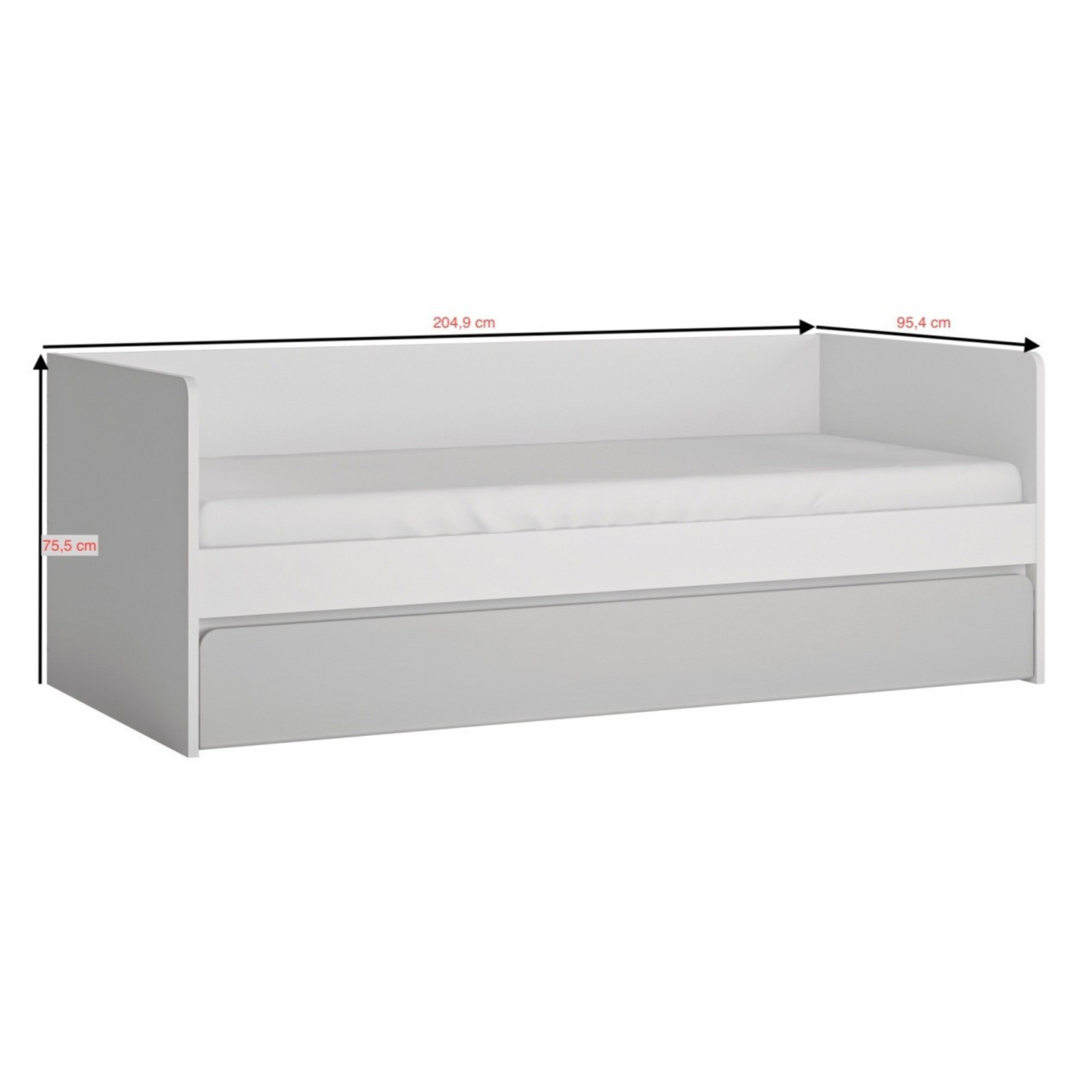 ALBI - Ensemble de Meubles de Chambre pour Jeunes - Blanc Matt / Gris Froid Brillant