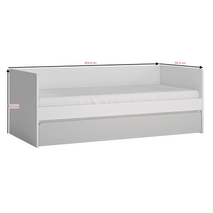 ALBI - Ensemble de Meubles de Chambre pour Jeunes - Blanc Matt / Gris Froid Brillant