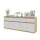 NOAH - Commode 5 Tiroirs et 5 Portes - Armoire de Rangement pour Couloir / Chambre à Coucher - Buffet - Chêne Wotan / Blanc Matt H75cm L200cm P35cm