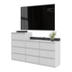 GABRIEL - Commode 10 Tiroirs (6+4) - H92/70 cm L160 cm P33 cm (Blanc)