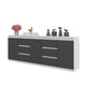 MIKEL - Commode 6 Tiroirs et 3 Portes - Armoire de Rangement pour Couloir / Chambre à Coucher - Buffet - Blanc Matt / Anthracite H75cm L200cm P35cm