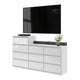 GABRIEL - Commode 10 Tiroirs (6+4) - H92/70 cm L160 cm P33 cm (Blanc Brillant)