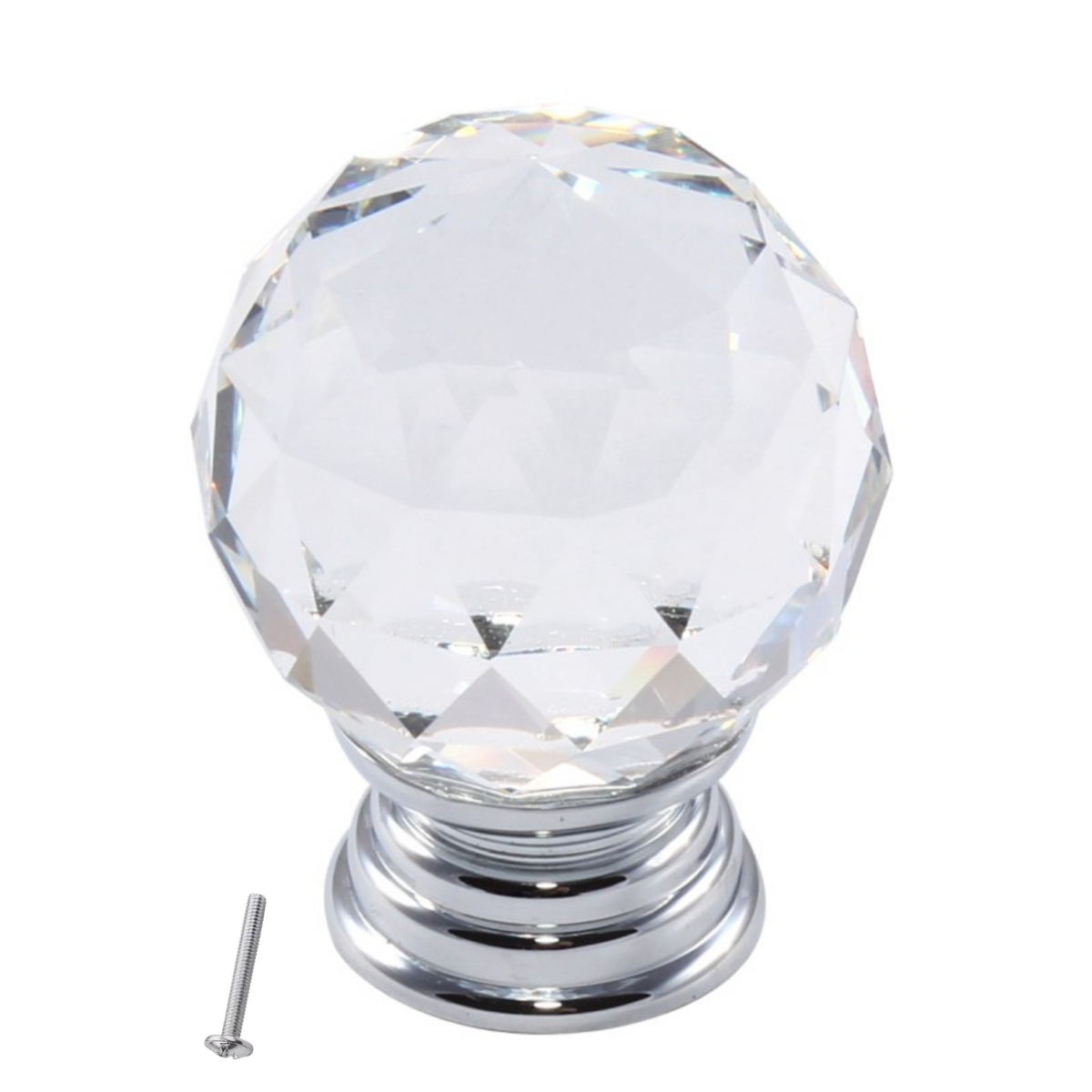 Bouton de meuble rond en verre cristal Ø35mm - Chrome – Furnica